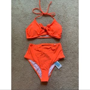 High wasted bright orange bikini